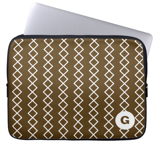 Brown Monogram Geometric Laptop Sleeve (Framsidan)