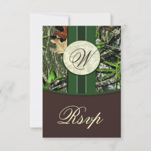 Brown Monogram Hunting Camo Bröllop OSA Card Kort