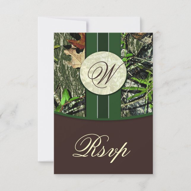 Brown Monogram Hunting Camo Bröllop OSA Card Kort (Framsida)