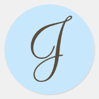 Brown Monogram J på ljusblå favoritetikett