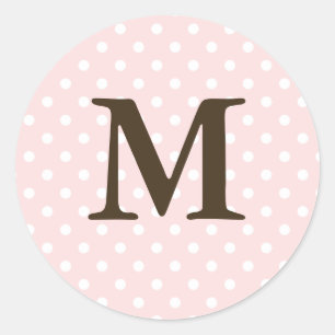 Brown Monogram M på polka-pricketiketter Runt Klistermärke