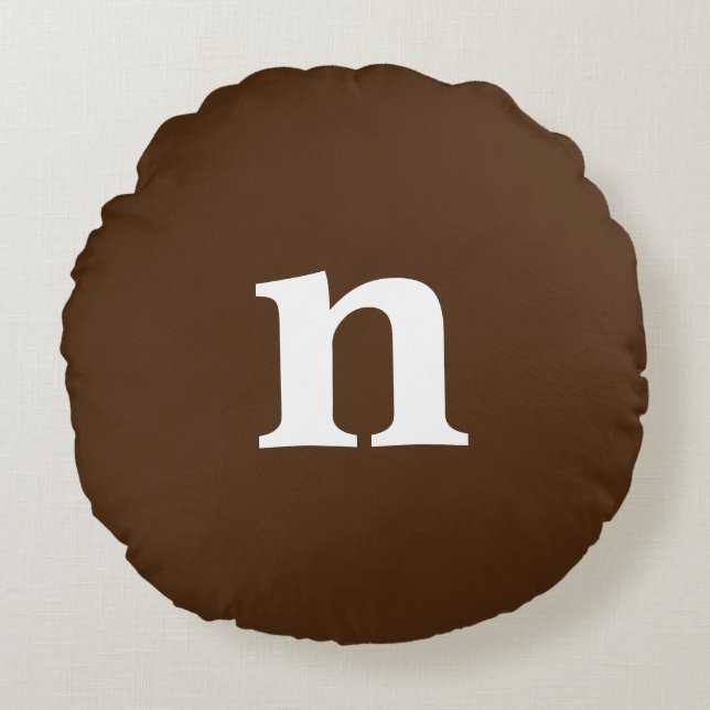 Brown Monogram Round Pillow Rund Kudde (Framsidan)