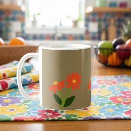 Brown Mug with Floral Design Kaffemugg