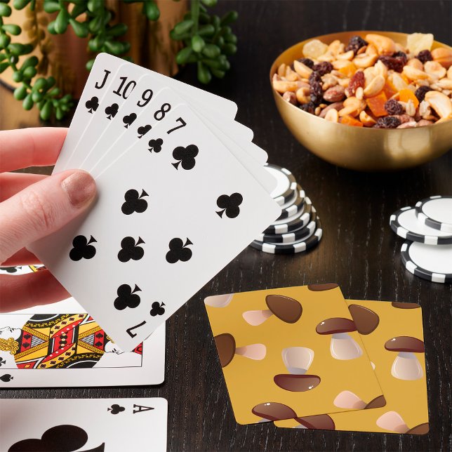 Brown Mushroom Mönster på Mustard Gult Casinokort (Skapare uppladdad)