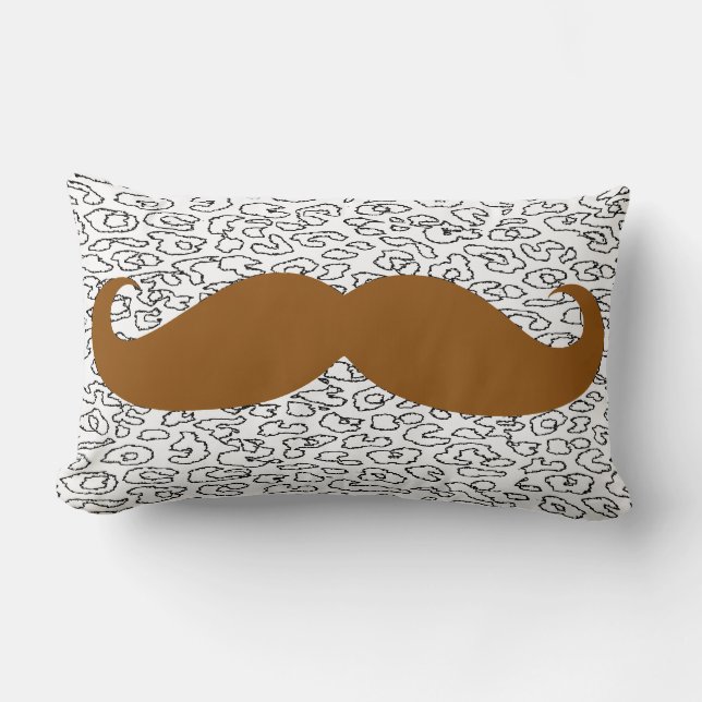 Brown Mustache på Leopard Skin Lumbarkudde (Framsida)