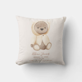 Brown Nalle Baby Birth Stats Keepsaké Kudde