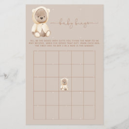 Brown Nalle Baby Shower Bingo Game Flyer