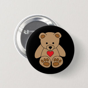 Brown Nalle Heart Valentine Day I Kärlek You Knapp