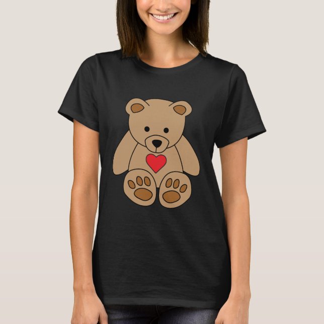 Brown Nalle Heart Valentine Day I Kärlek You T Shirt (Framsida)