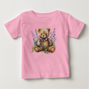Brown Nalle Lavender Flowers T Shirt