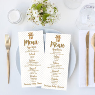 Brown Nalle Polka dots Baby Shower Food Meny
