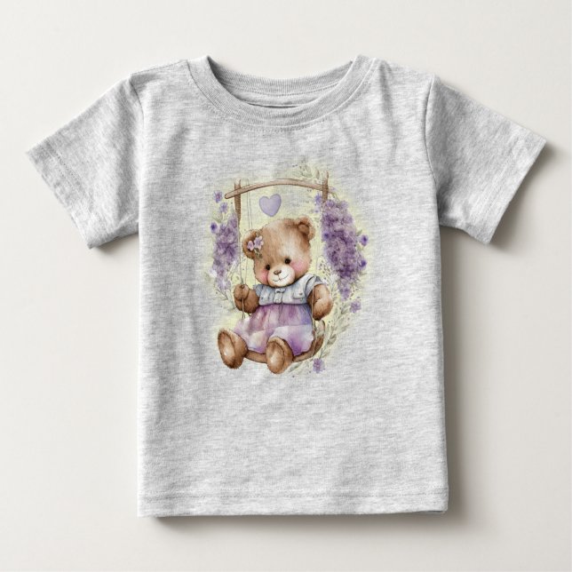 Brown Nalle Swinging Lavender Dress T Shirt (Framsida)