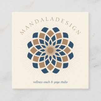 Brown Navy Mandala Fyrkantigt Visitkort
