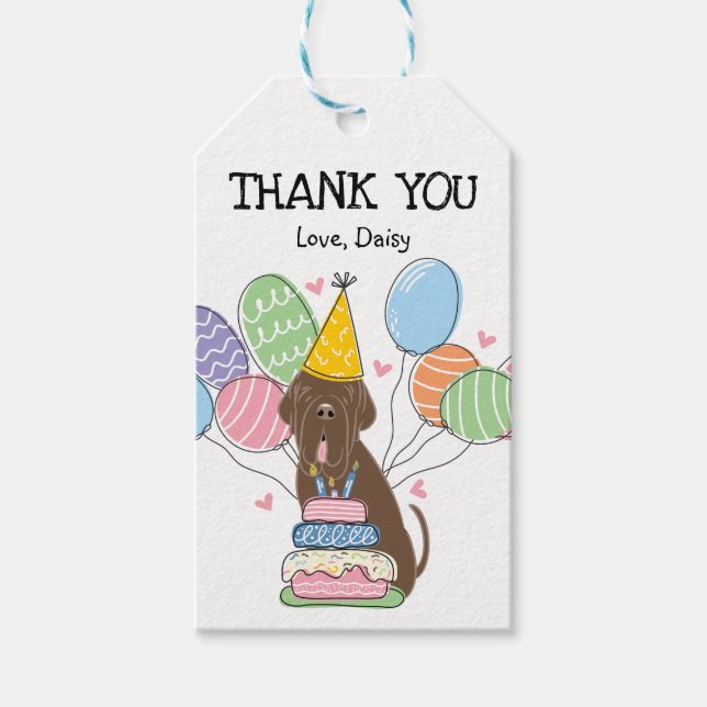 Brown Neapolitan Mastiff Birthday Favor Gift Märkr Presentetikett (Framsidan)