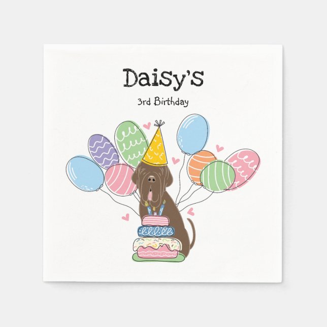 Brown Neapolitan Mastiff Hund Födelsedagsfest Pappersservett (Framsidan)