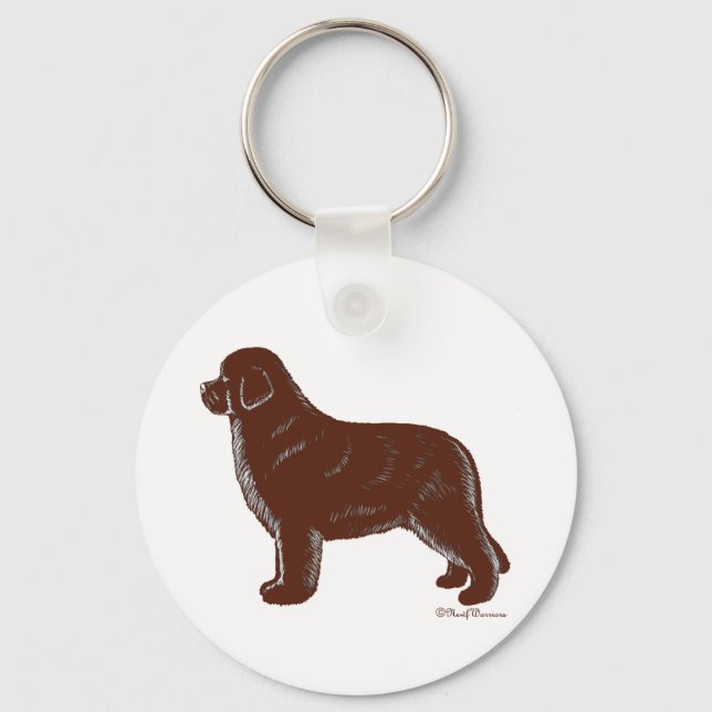 Brown Newfoundland Hund Nyckelring (Framsida)