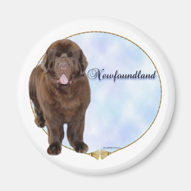 Brown Newfoundland Porträtt - Magnet (Framsidan)