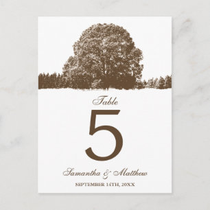 Brown Oak Träd Fall Wedding Bordsnummer