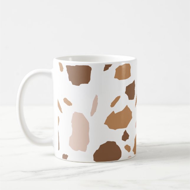 Brown och Beige Tan Terrazzo Kaffemugg (Vänster)