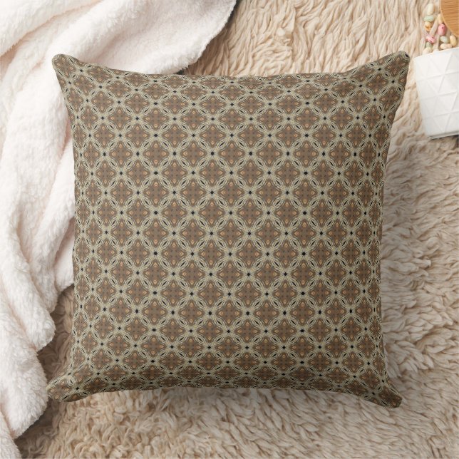 Brown och Beige Tones Geometric Repeat Mönster Kudde (Filt)
