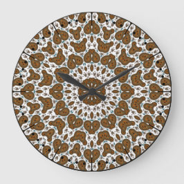 Brown och Benvita Boho Paisley Stil Stor Klocka