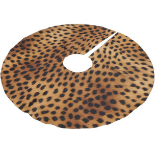 Brown och Black Cheetah Animal print Julgransmatta Borstad Polyester