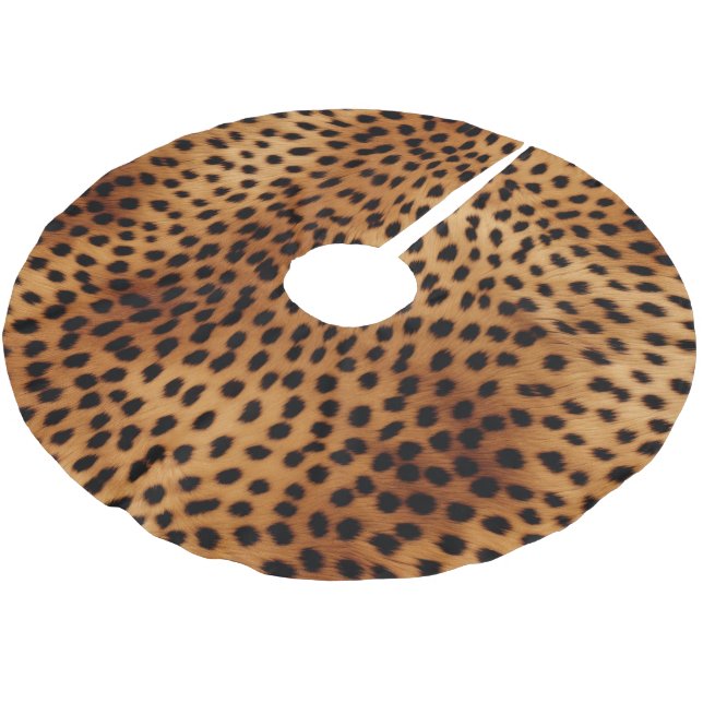 Brown och Black Cheetah Animal print Julgransmatta Borstad Polyester (Vinklad)