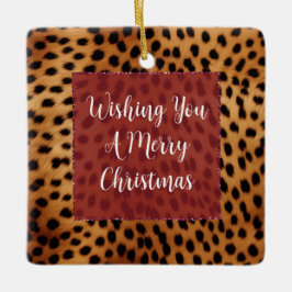 Brown och Black Cheetah Animal print Julgransprydnad Keramik