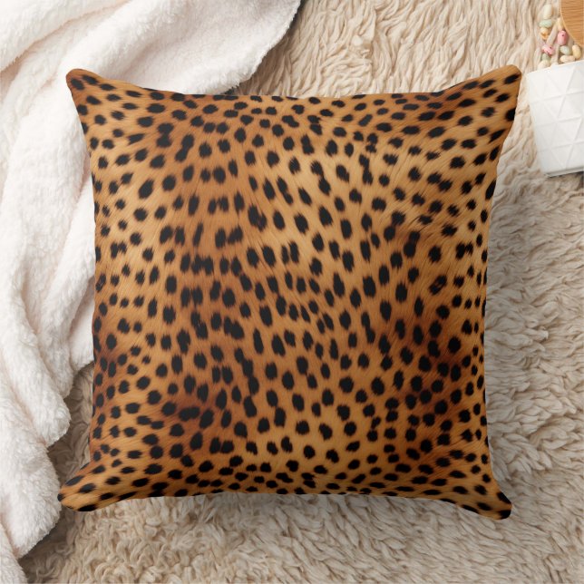 Brown och Black Cheetah Animal print Kudde (Filt)