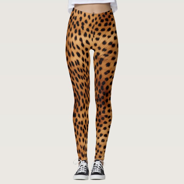 Brown och Black Cheetah Animal print Leggings (Framsida)