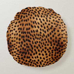 Brown och Black Cheetah Animal print Rund Kudde