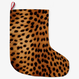 Brown och Black Cheetah Animal print Stor Julstrumpa