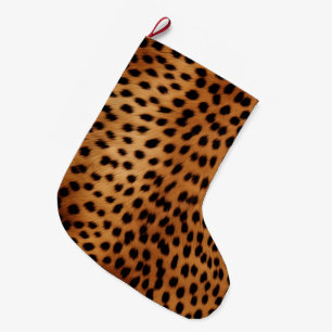 Brown och Black Cheetah Animal print Stor Julstrumpa