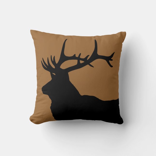 Brown och Black Elk Head Kudde (Framsida)