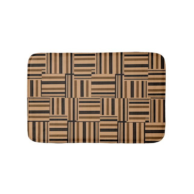 Brown och Black Rand Faux Wood Bath Mats Badrumsmatta (Framsidan)