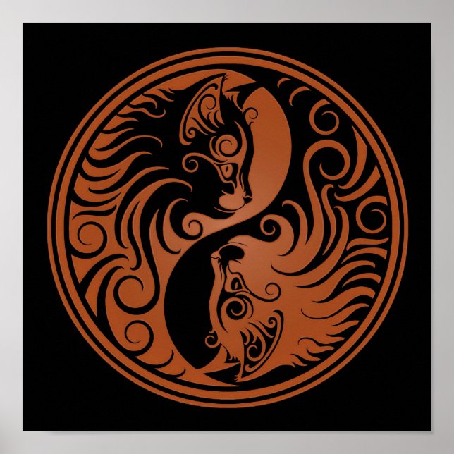 Brown och Black Yin Yang Cats Poster (Framsidan)