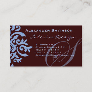 Brown och Blue Monogram S Designer Visitkort