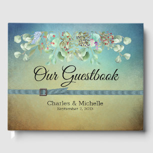Brown och Blue Ombre Bröllop Guestbook Gästböcker
