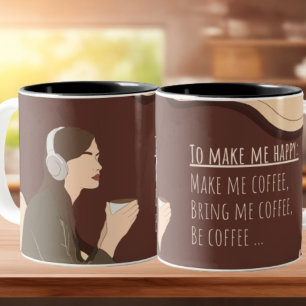 Brown och Cream Aesthetic Girl Coffee Wraparound Två-Tonad Mugg