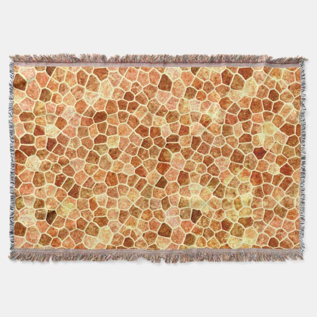 Brown och Cream Cobpled Patchwork Terrazo Mönster Filt (Framsidan)
