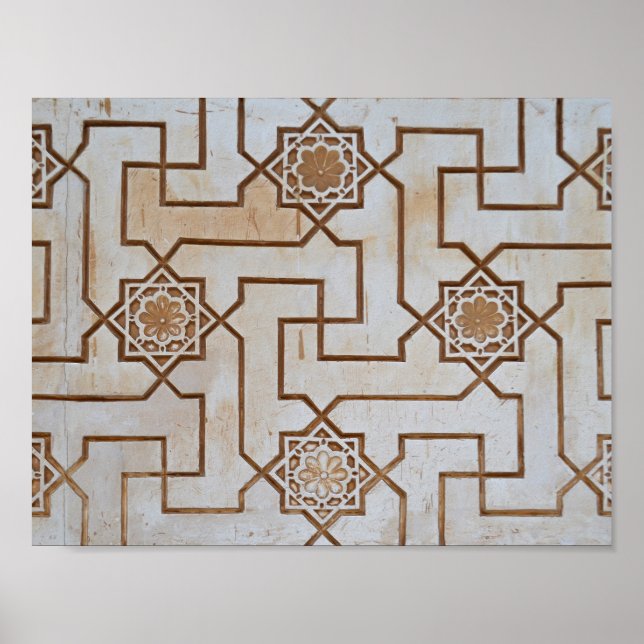 Brown och Cream Geometric Mosaic Mönster Poster (Framsidan)