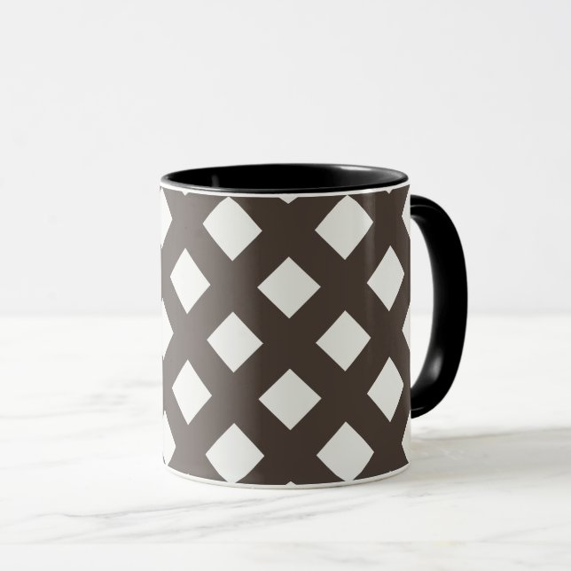 Brown och Cream Gingham Mönster Mugg (Framsida höger)