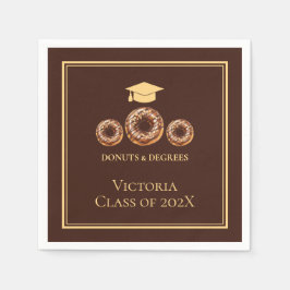 Brown och Guld Donuts och Degrees Grad Party Pappersservett