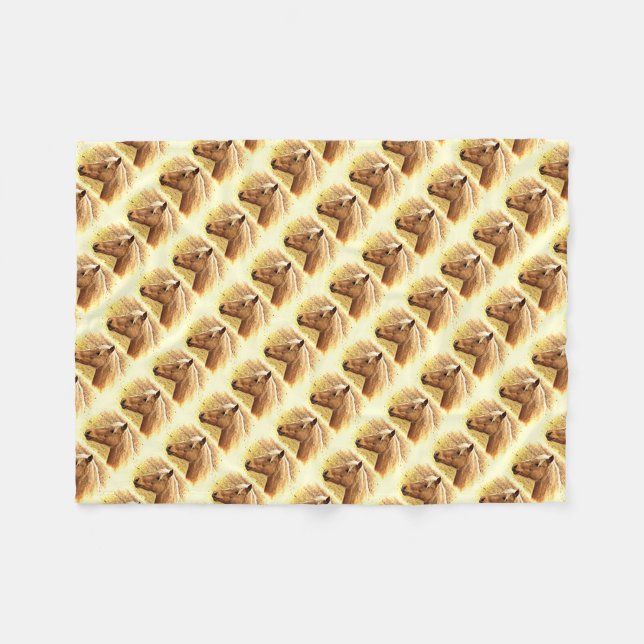 Brown och Guld Horse Animal Fleece Blanket (Framsidan (Horisontell))