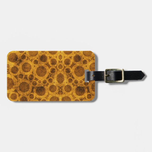 Brown och Guld Steampunk Mönster Luggage Tag Bagagebricka (Horisontell Framsida)