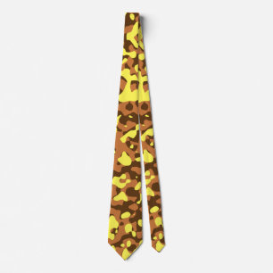 Brown och Gult Desert Camouflage Mönster Slips