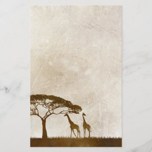 Brown och Ivory African Giraffe Bröllop Brevpapper