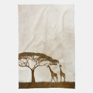 Brown och Ivory African Giraffe Bröllop Kökshandduk