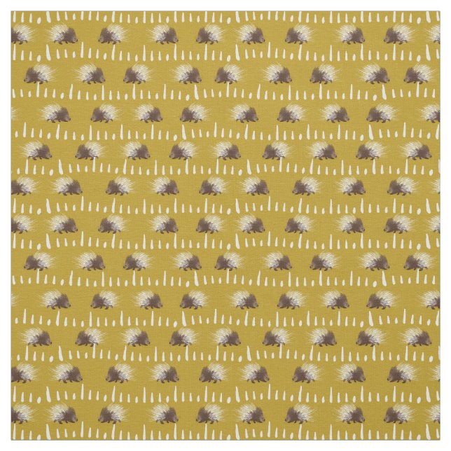 Brown och Mustard Guld Porcupine Patterned Tyg (Provkarta)