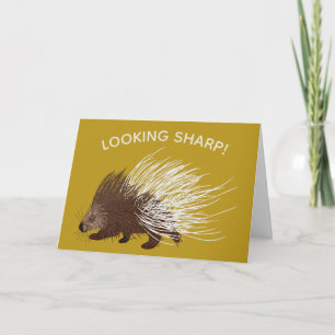 Brown och Mustard Porcupine Birthday Kort